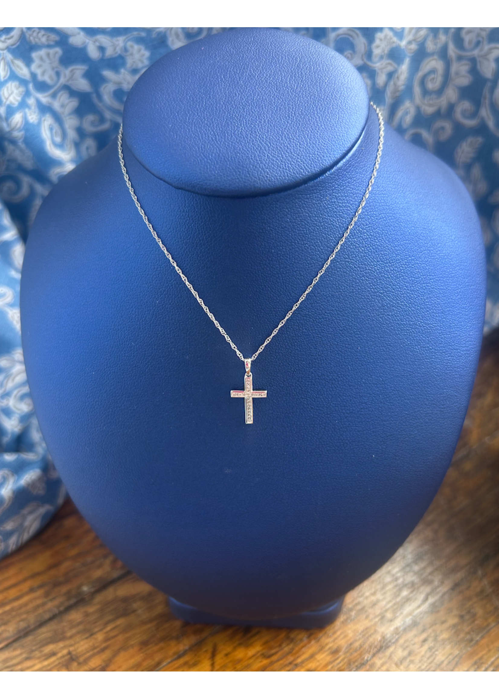 Jordans Channel Set .10 ct Diamond Cross White Gold 16inch cable