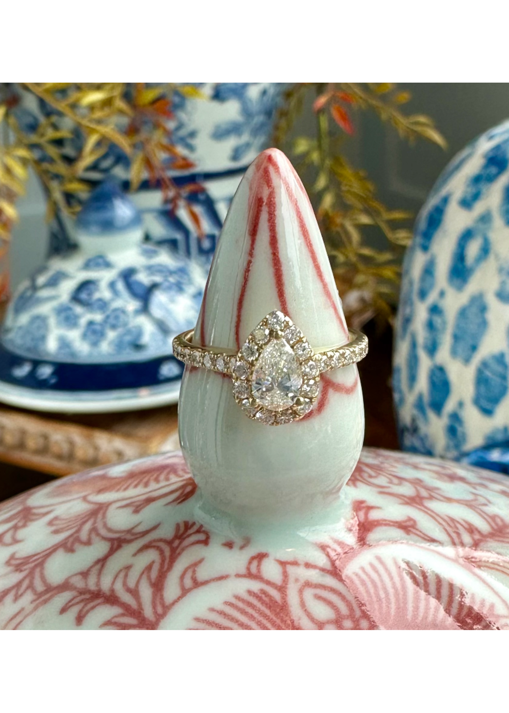 Jordans 1.5cttw Diamond Pear Halo w/ 1ct Center 14k