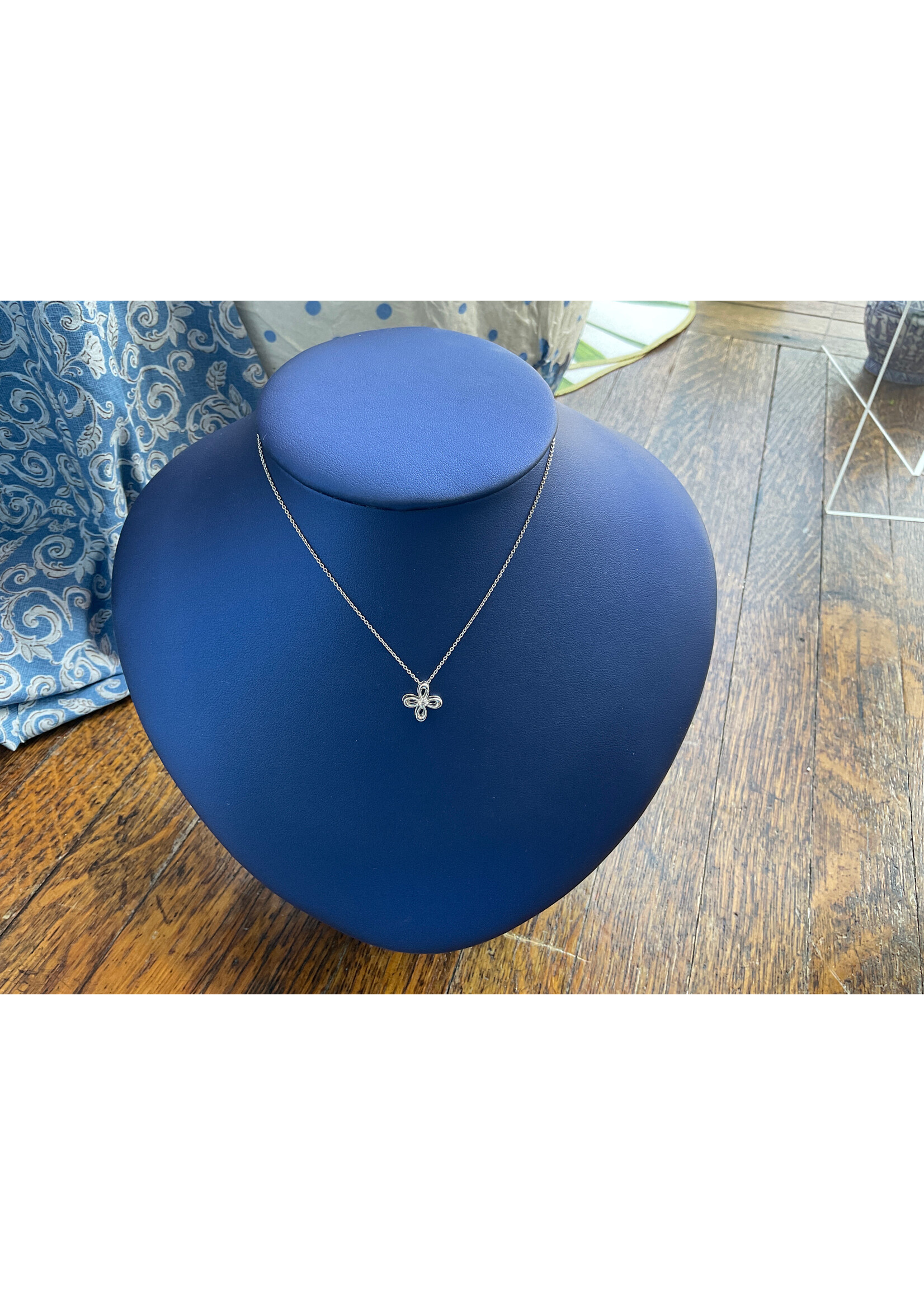 Jordans .05ct Diamond Clover 14k white gold adj chain