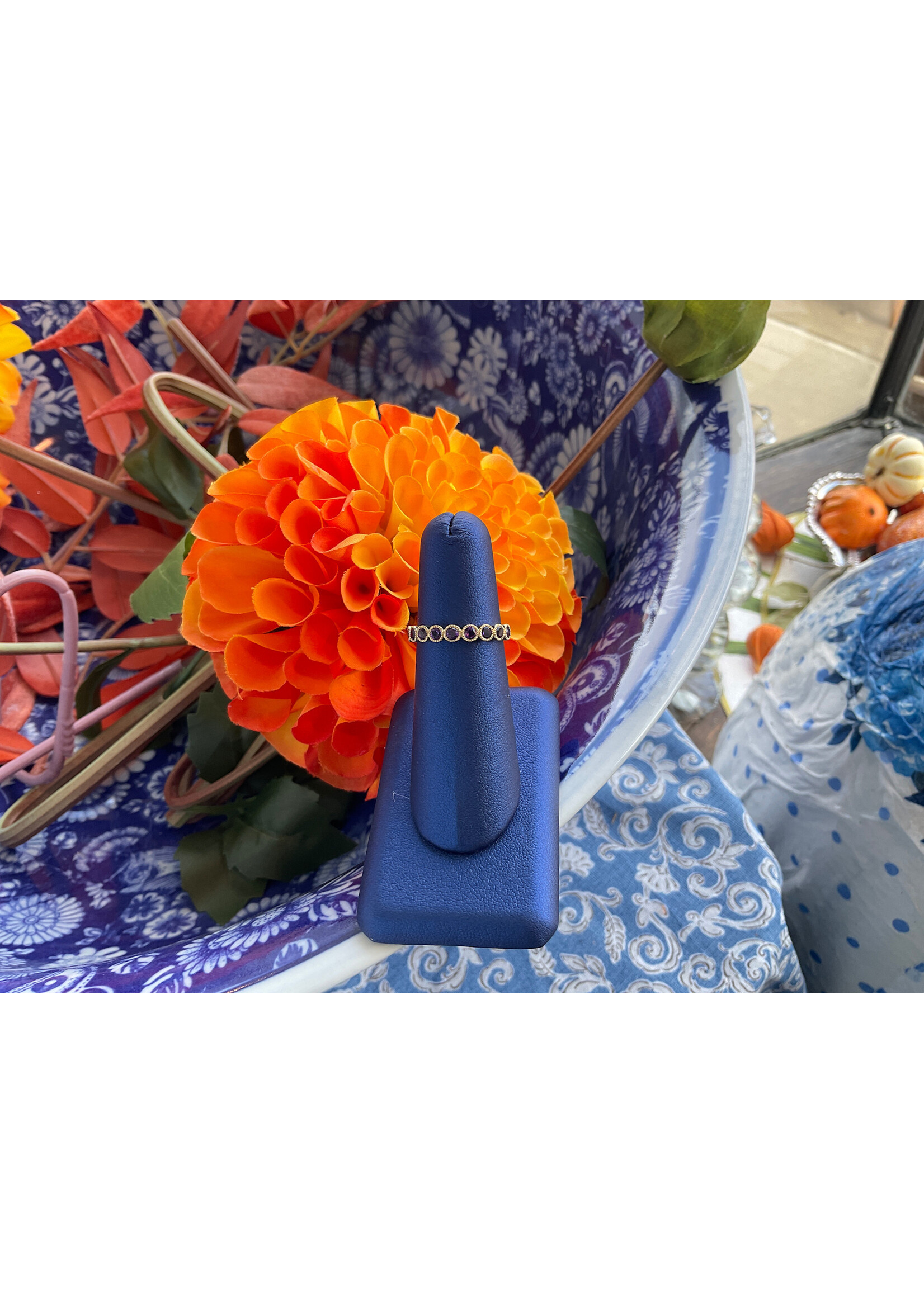 Jordans .65ct Bezel Bead Amythest Band 10k