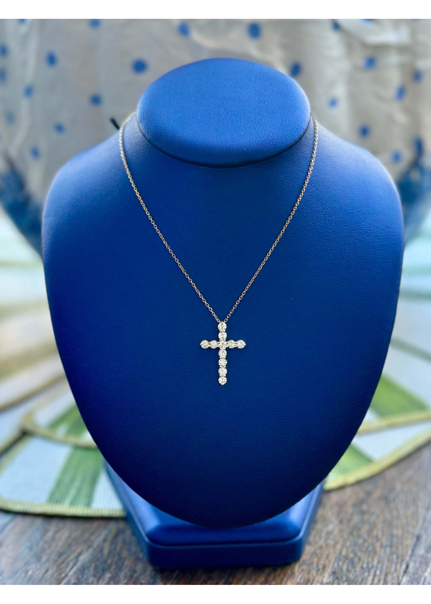 Jordans 1cttw Diamond Cross 14k adj chain