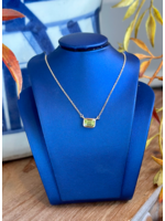 Jordans .47ct Bezel Set Emerald Cut Peridot 10k adj chain