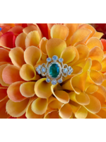 Jordans .45ct Oval Emerald .25ct Dia Lace Ring 10k