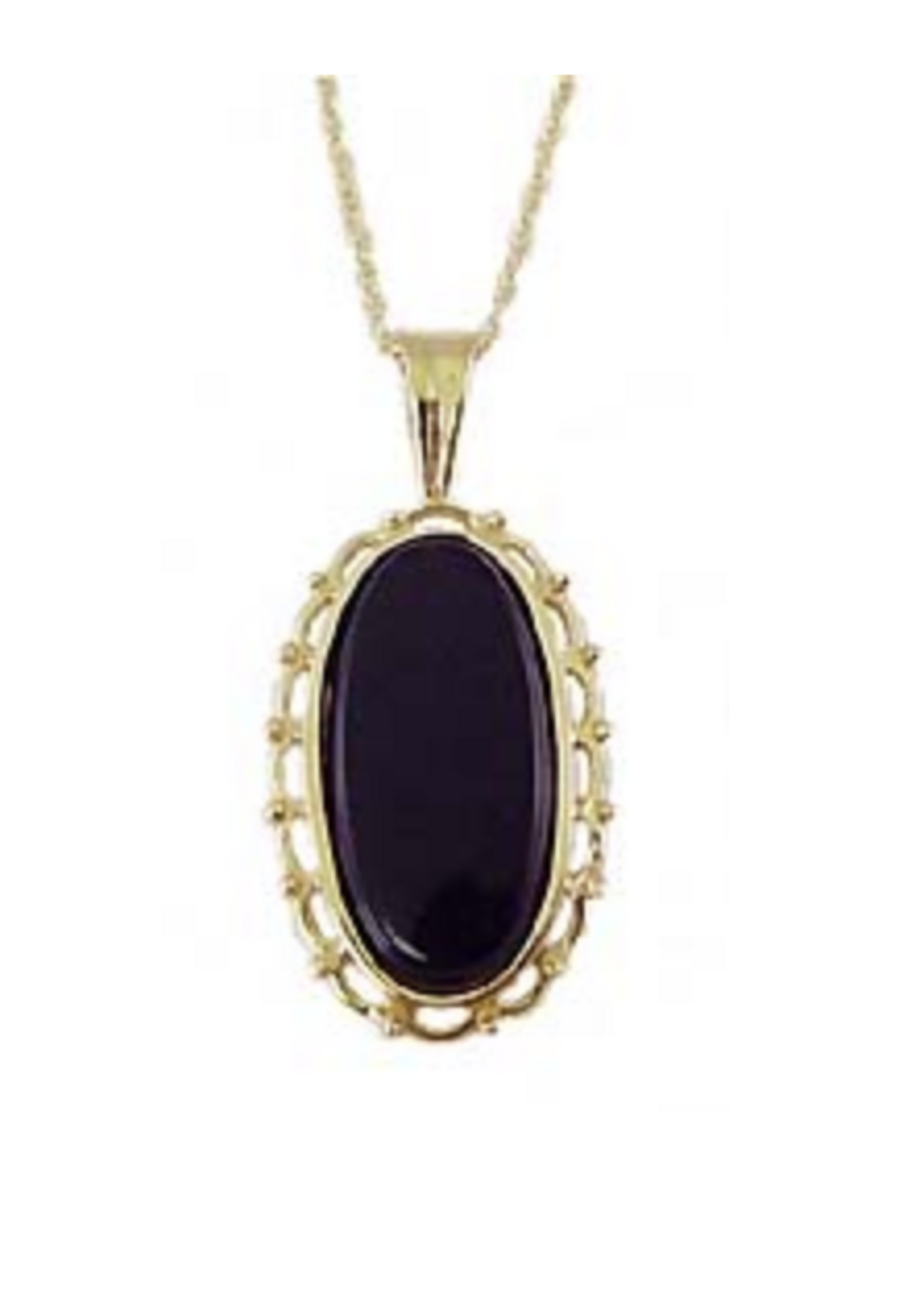 Jordans Black Onyx Scalloped Pendant 10k