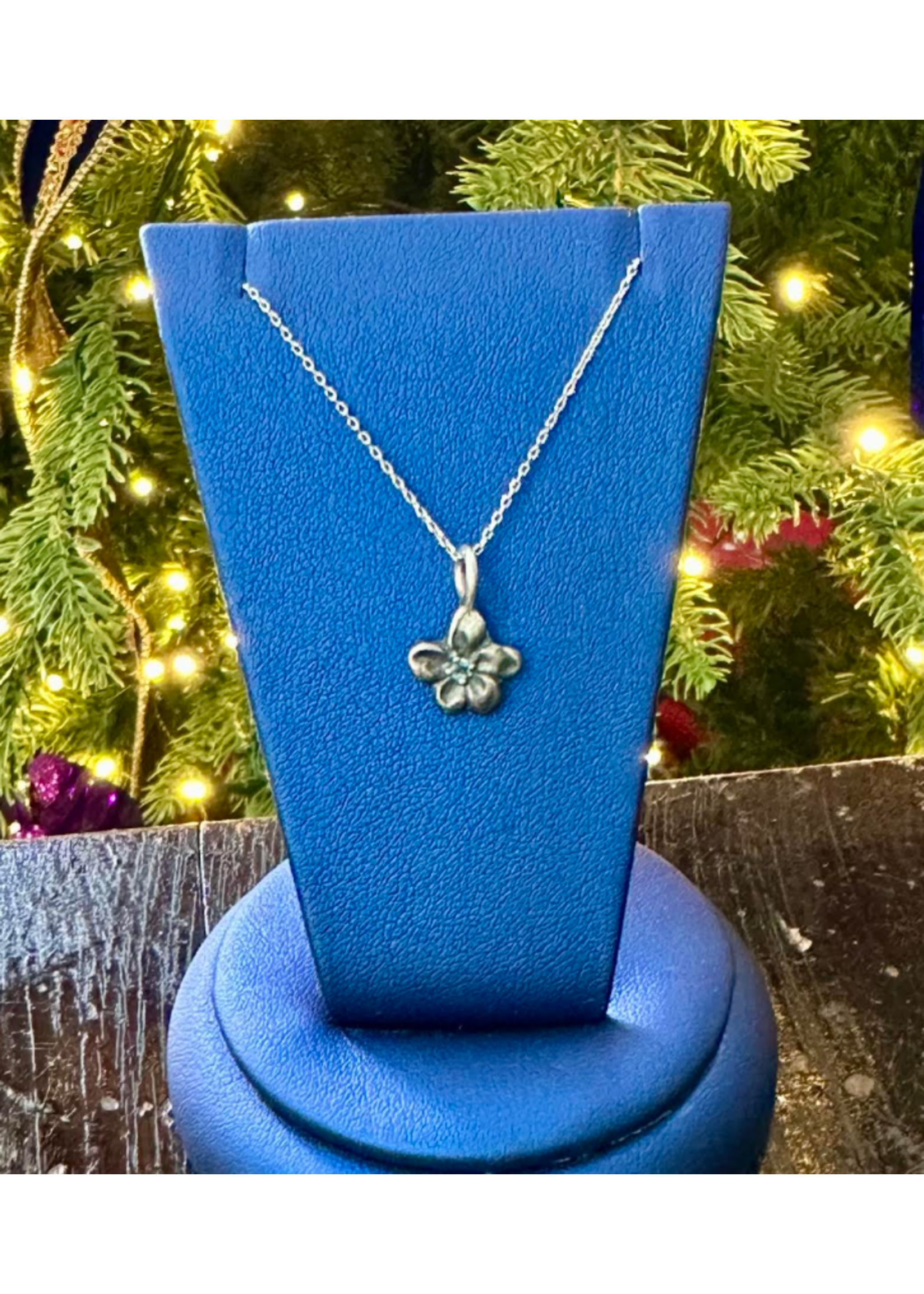 Jordans Forget Me Not Single Flower Blue Topaz Necklace