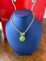 Jordans Green Slide Woven Sterling Toggle Necklace