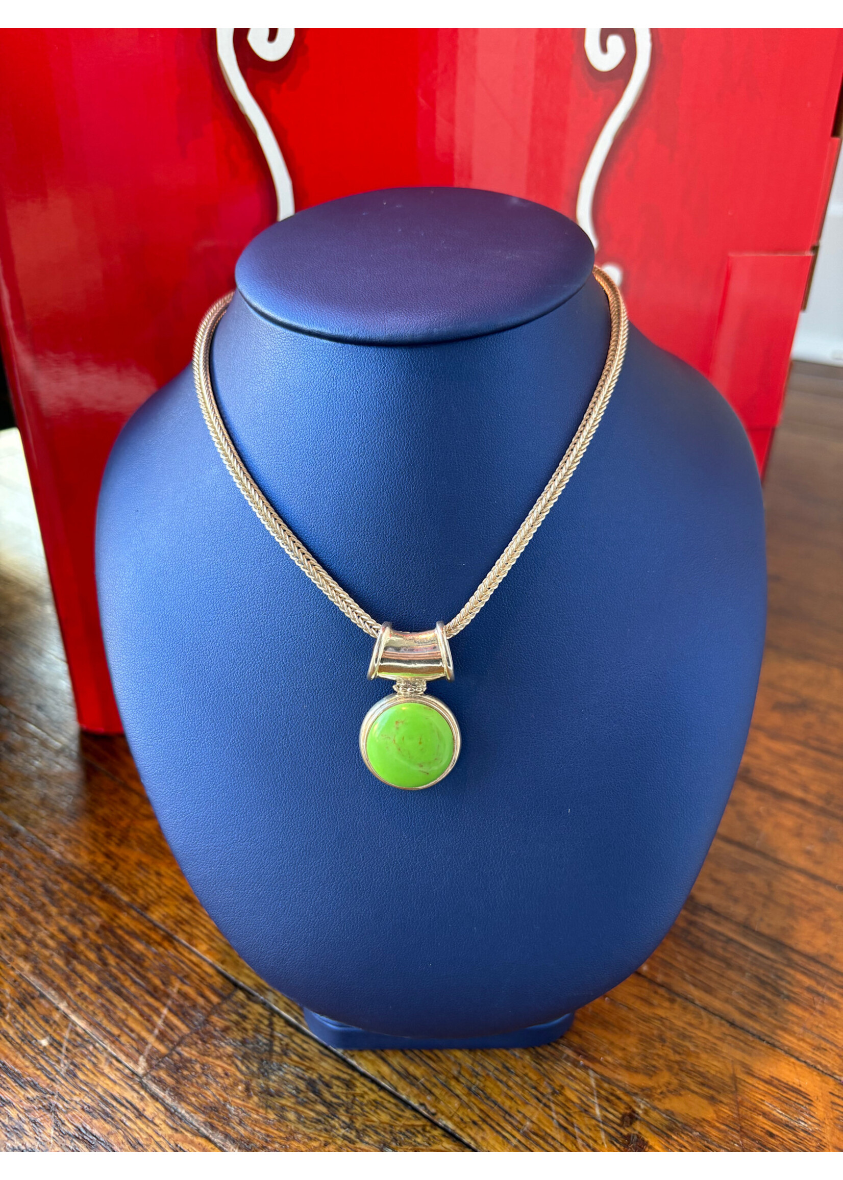 Jordans Green Slide Woven Sterling Toggle Necklace