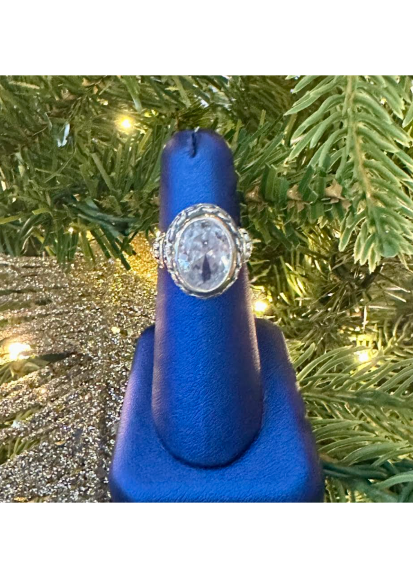 Jordans Two Tone Oval CZ Ring SS