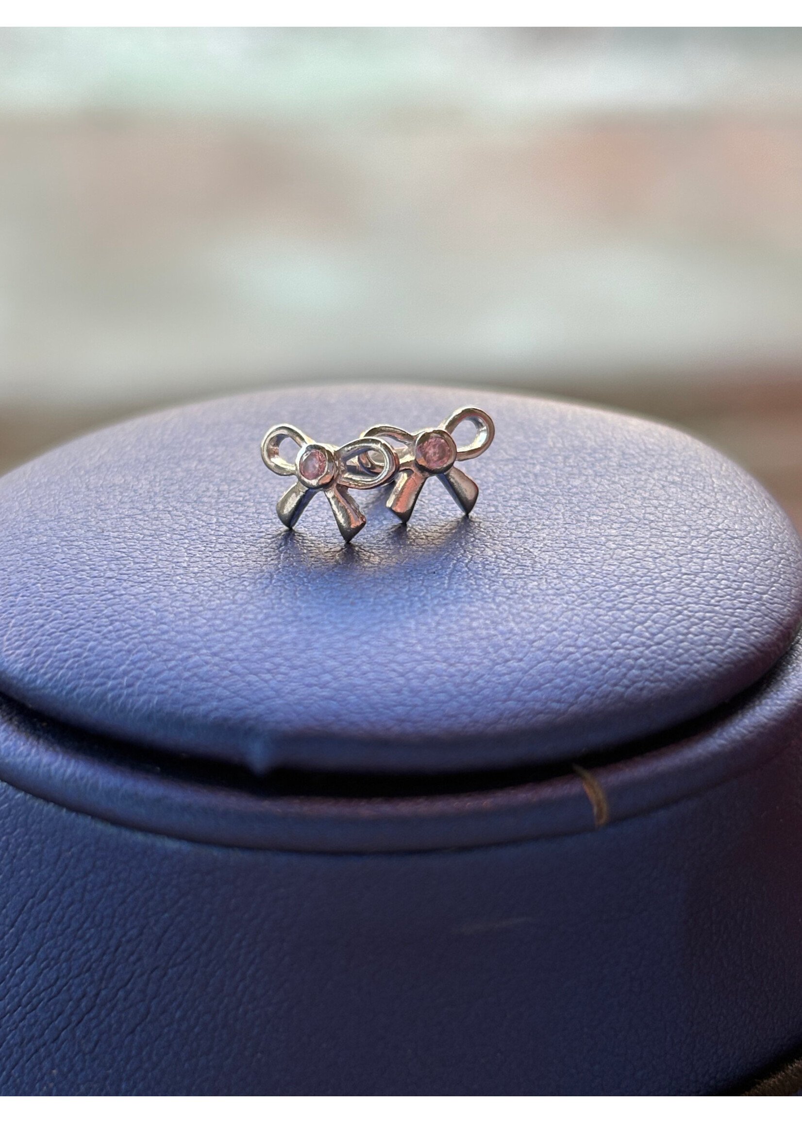 Jordans Sterling Pink CZ Bow Screwback Earring