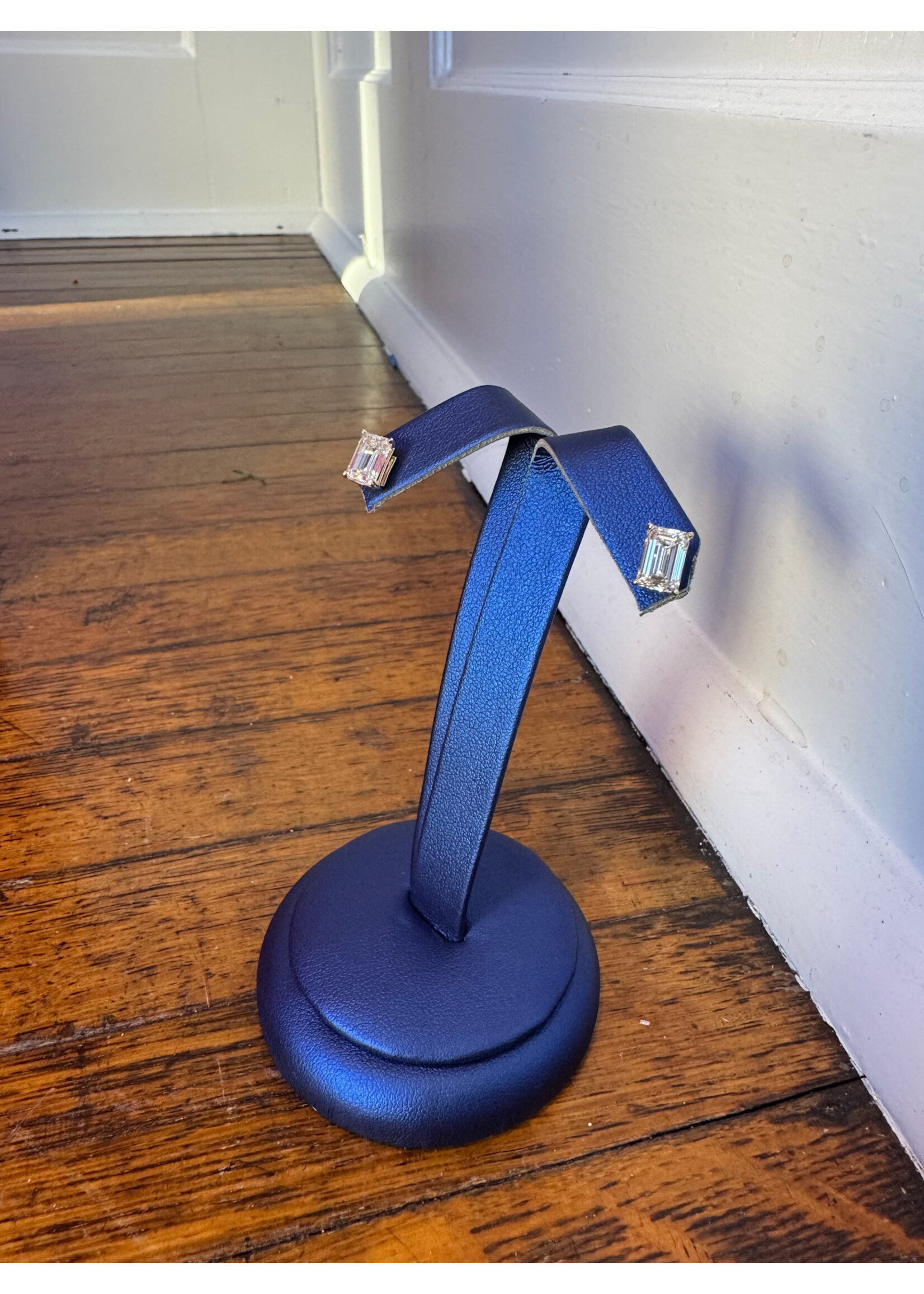 Jordans 3 cttw Lab Grown Emerald Cut Diamond 14k Screw Back Studs