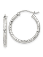 Jordans Sterling 2mm Diamond Cut hoop earrings