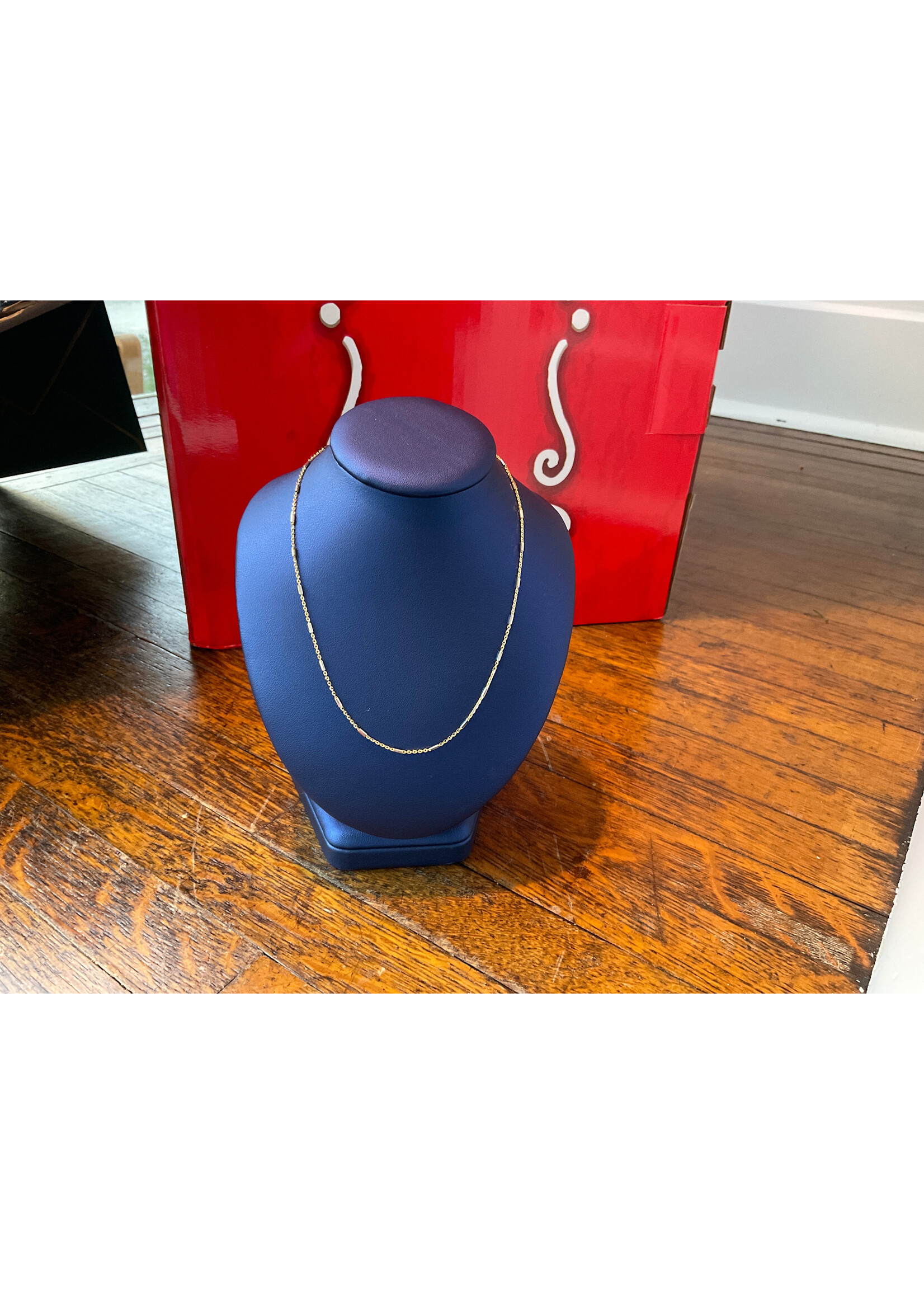 Jordans 18in 1.5mm Two Toned Station Necklace 14k