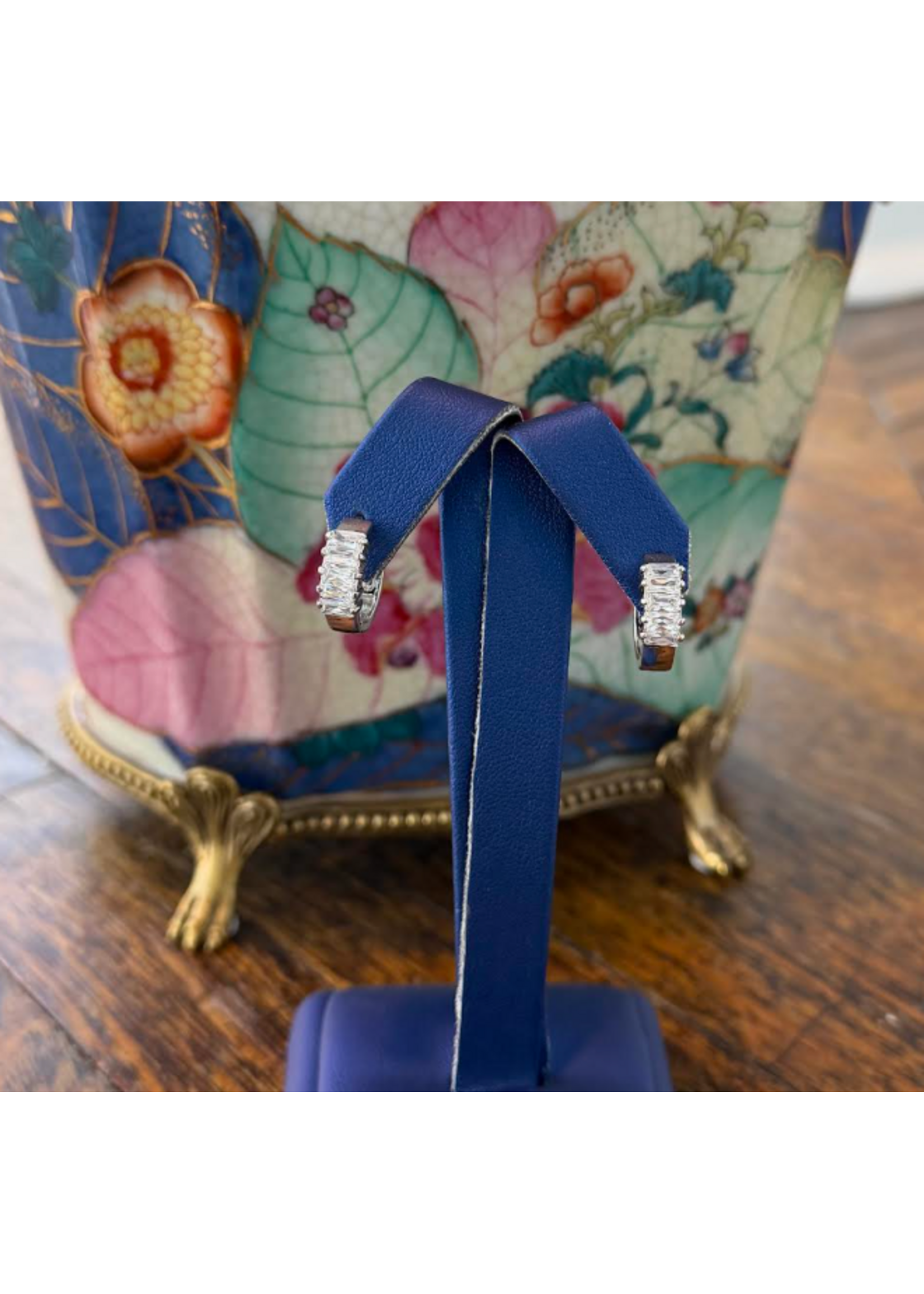 Jordans Sterling and Emerald Cut CZ Mini Hoop