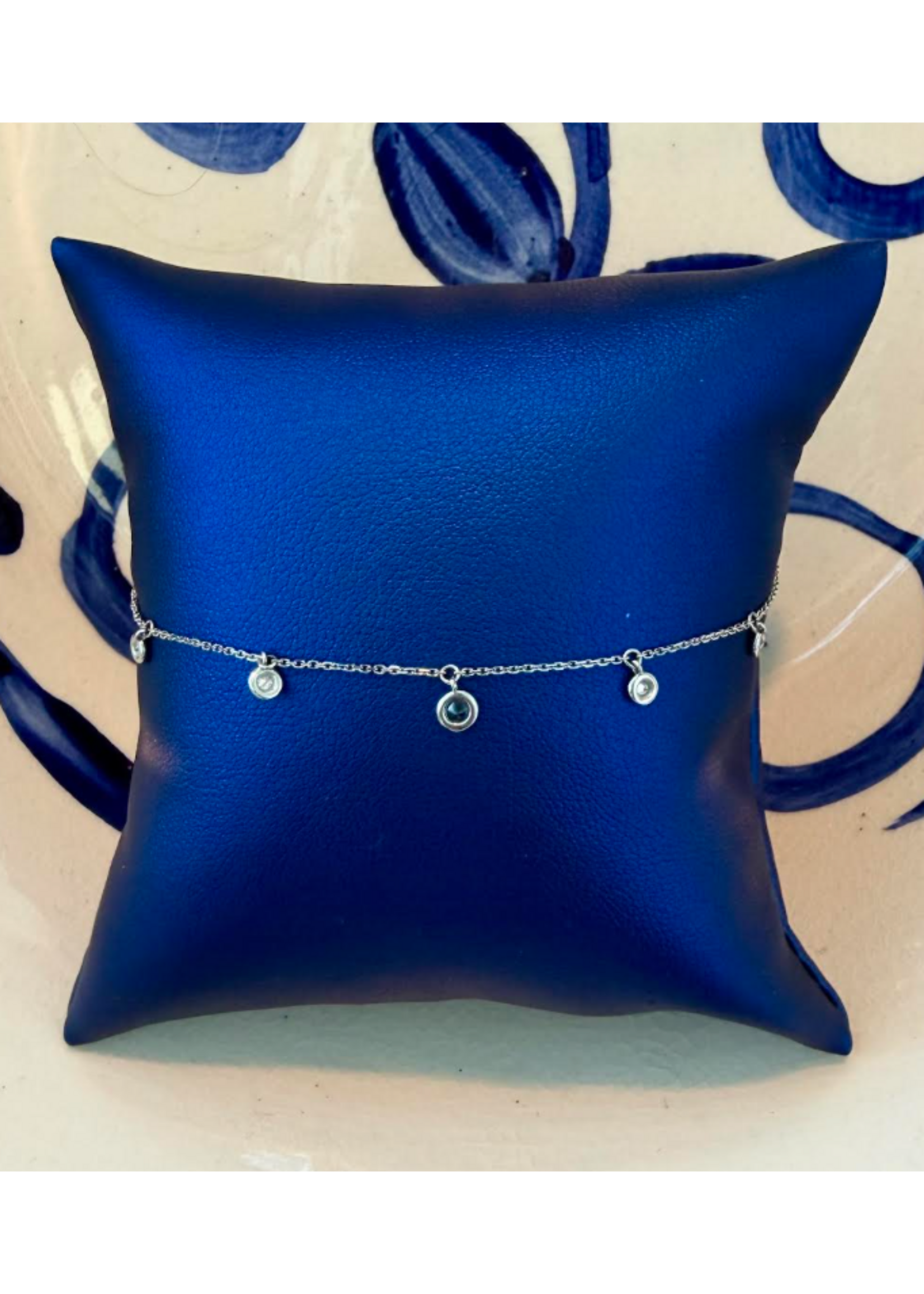 Jordans 5 station Diamond and Sapphire Adj Bracelet 10kwg