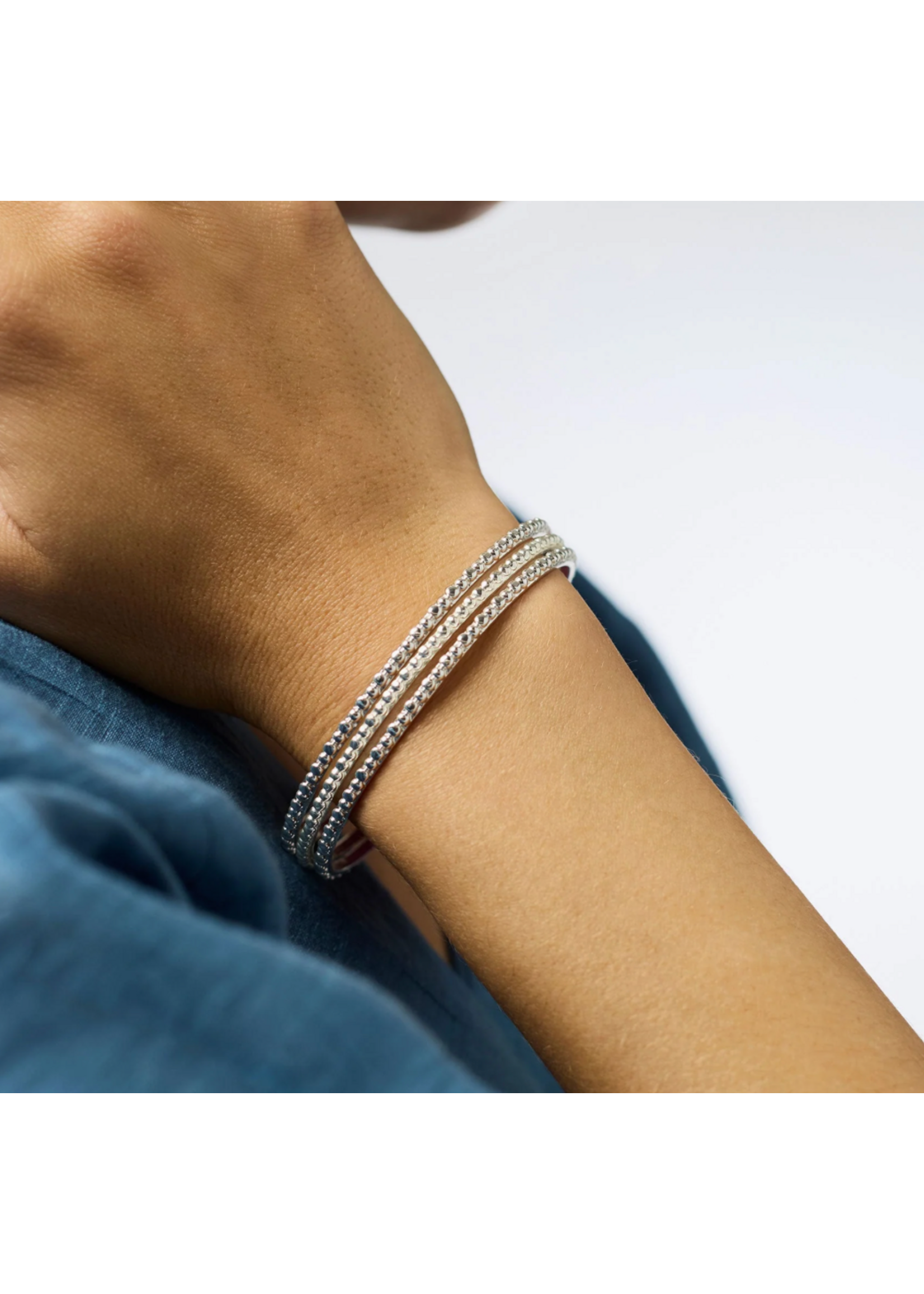 Julie Vos Colette Bead Bangle - Sm - Silver