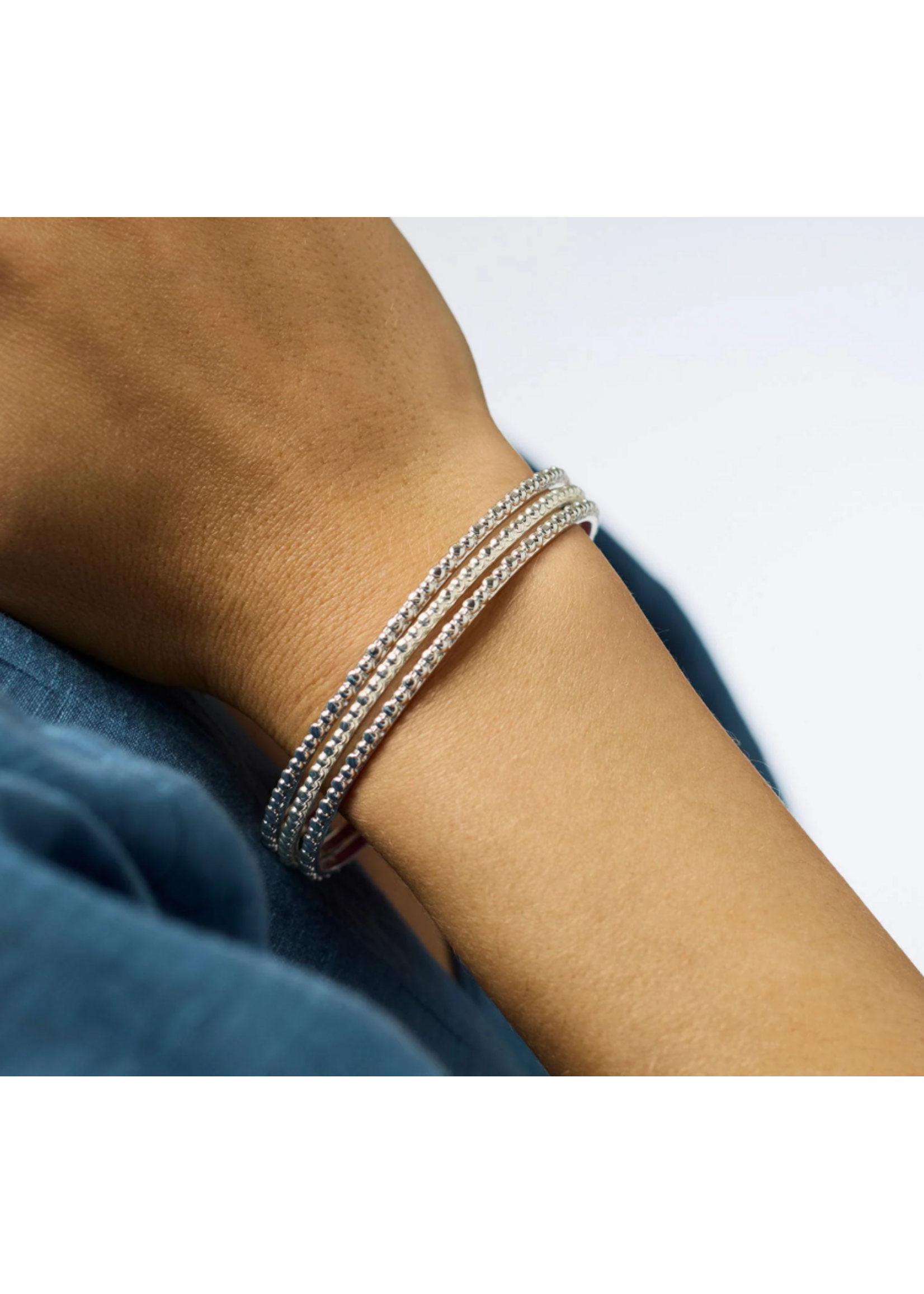 Julie Vos Colette Bead Bangle - Med - Silver