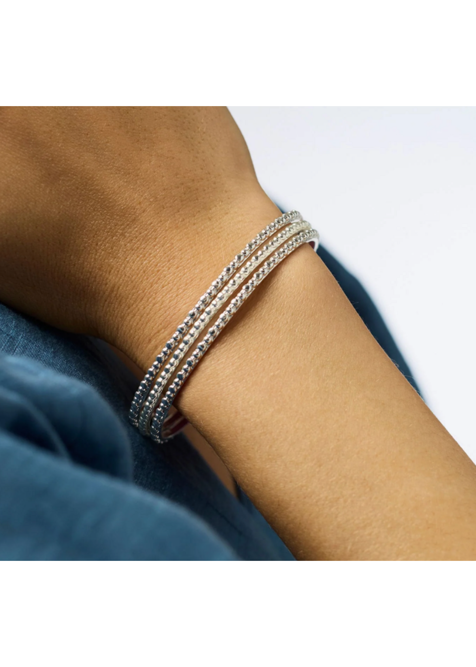 Julie Vos Colette Bead Bangle - LG - Silver