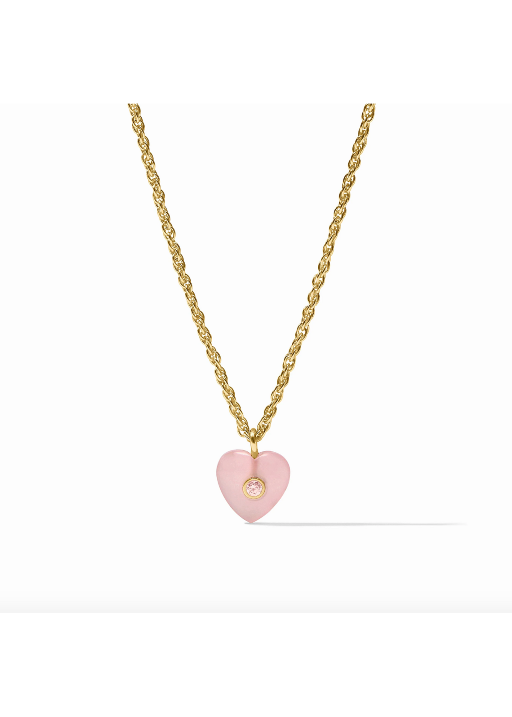 Julie Vos Heart Delicate Necklace Pink Quartz