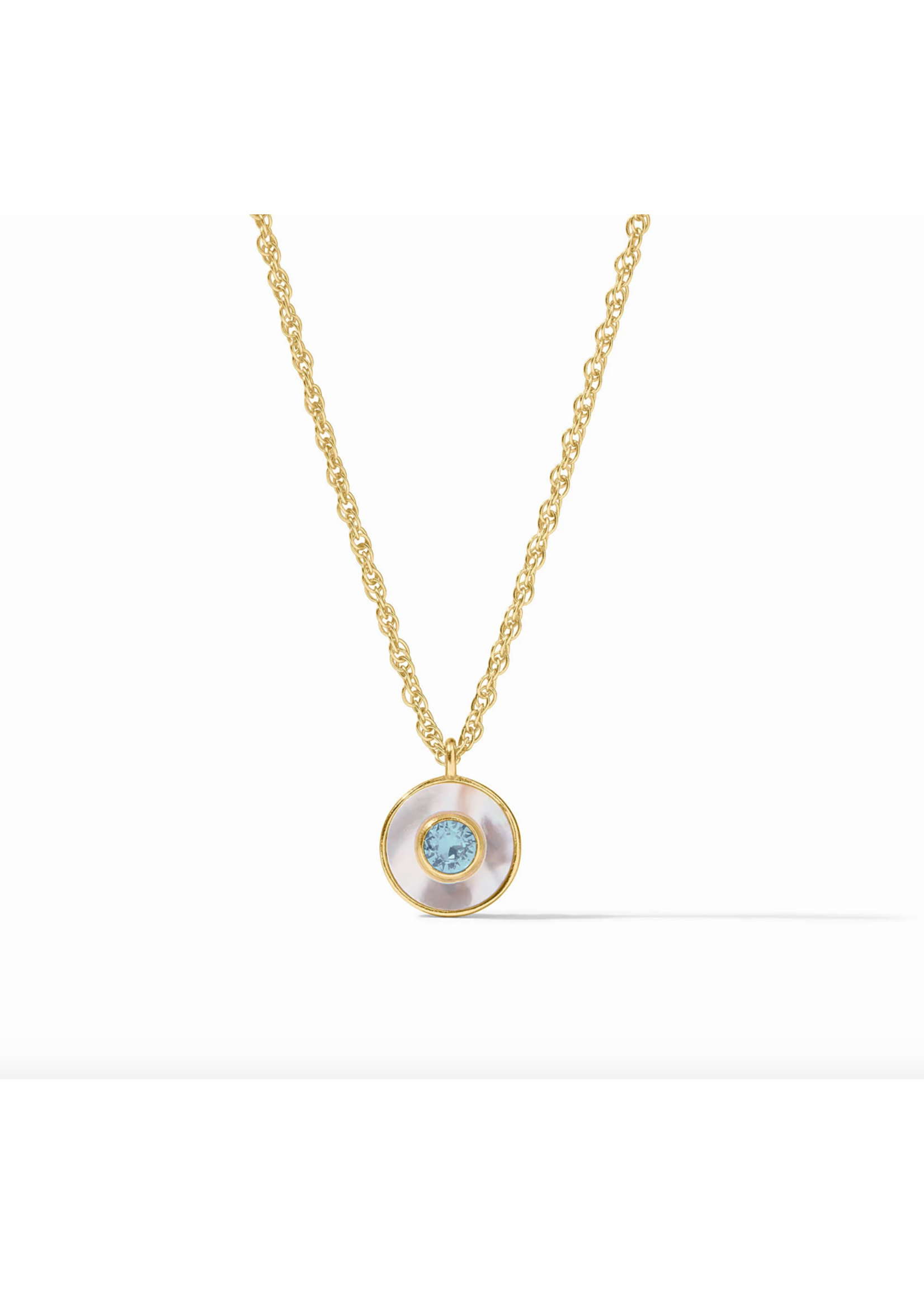 Julie Vos Colette Circle Delicate Necklace - Chalcedony Blue