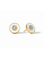 Julie Vos Colette Circle Stud - Chalcedony Blue