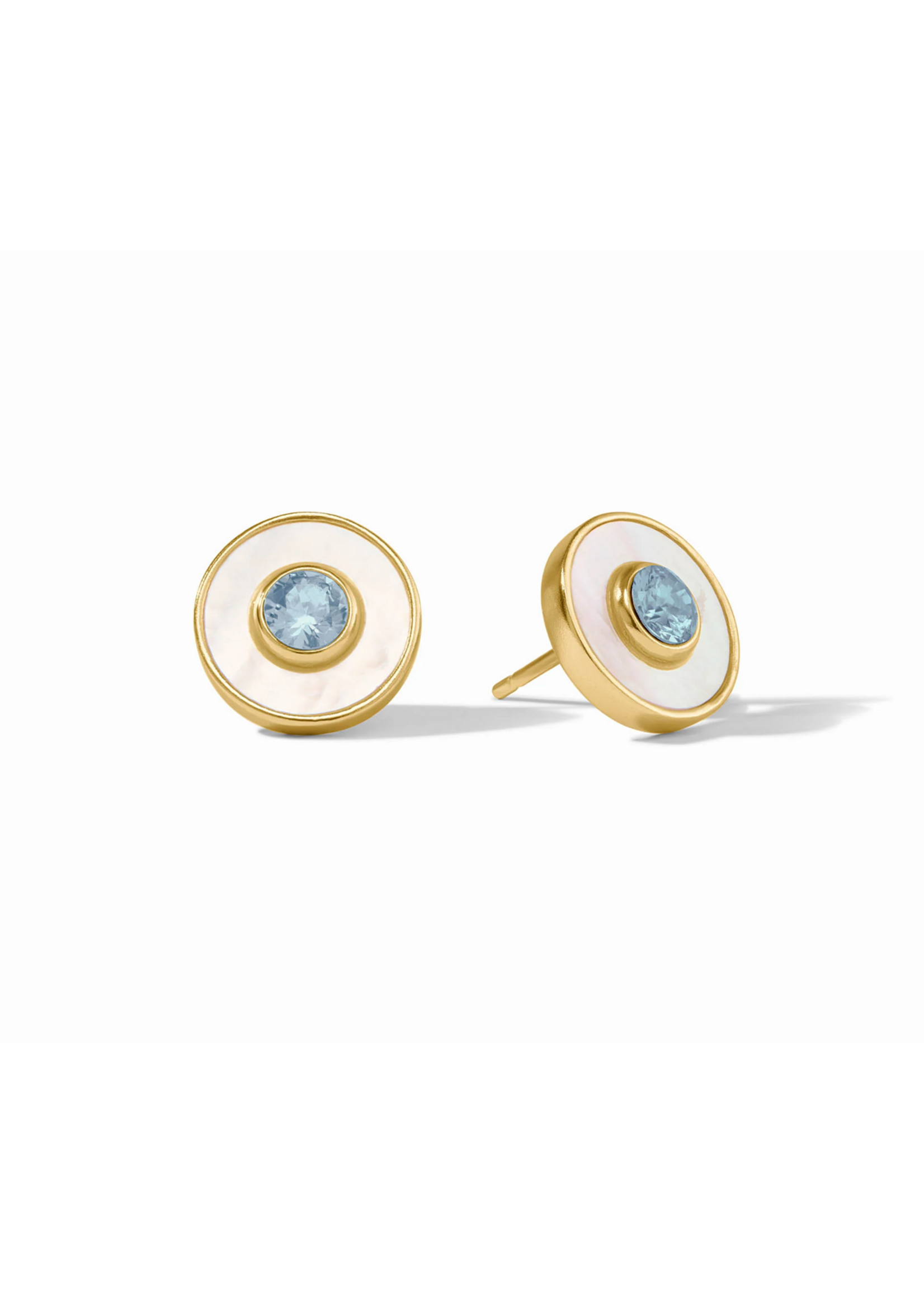 Julie Vos Colette Circle Stud - Chalcedony Blue