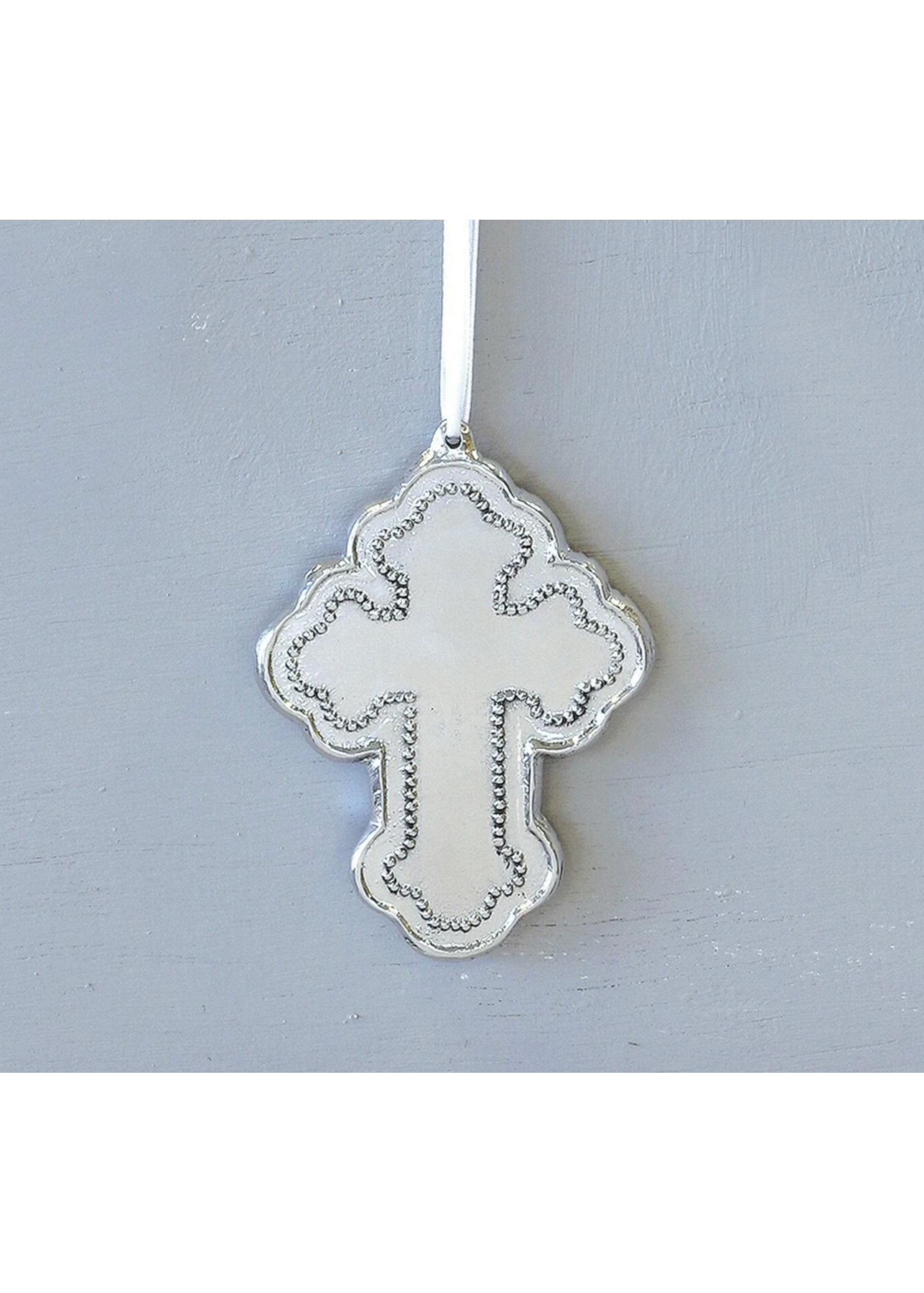 Beatriz Ball Baby Pearl Cross Ornament