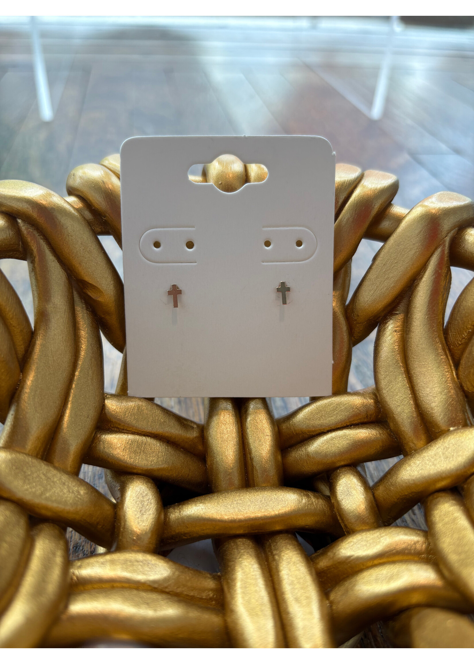 Jordans 10k Baby Cross Screw Back Earring