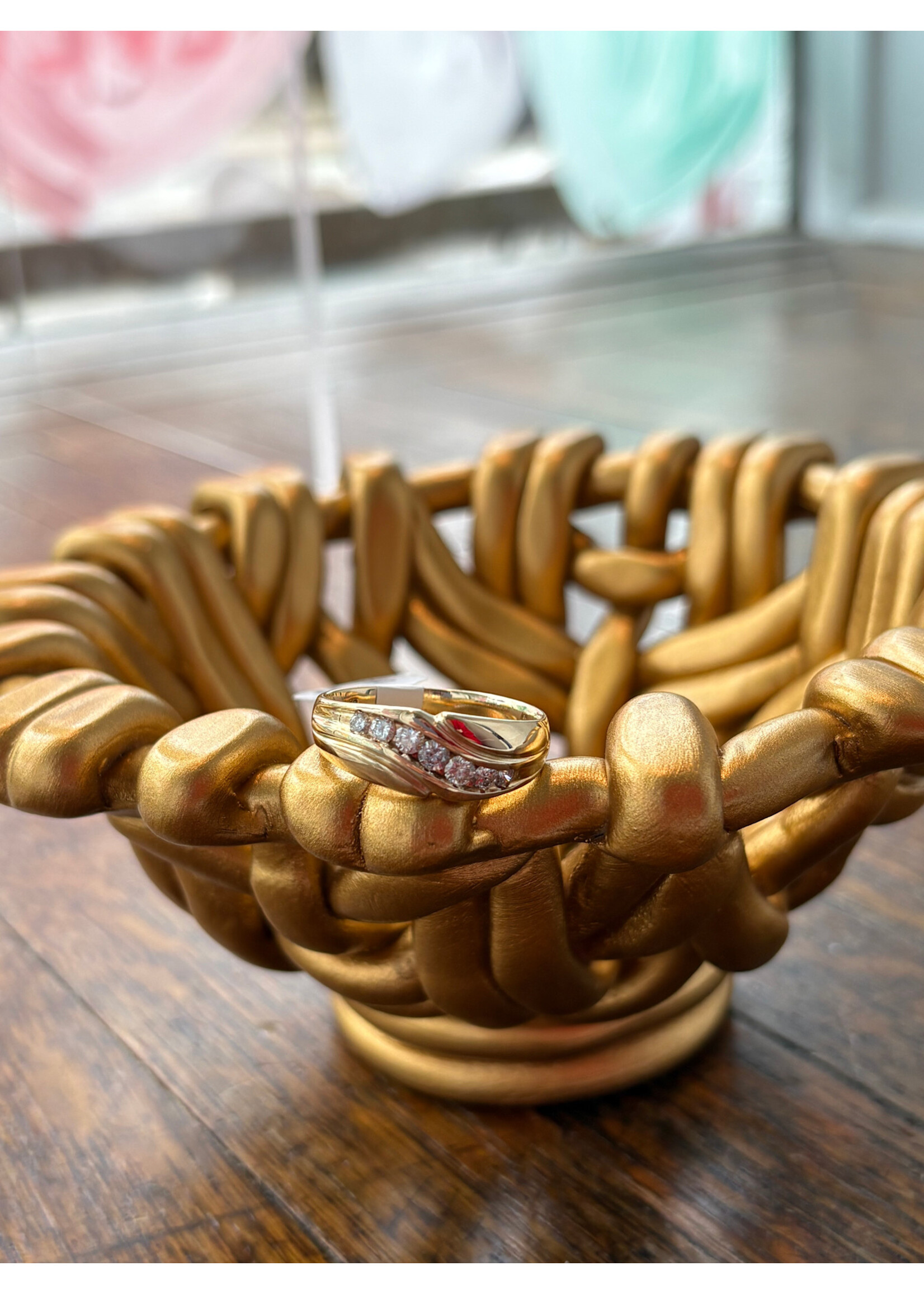 Jordans 14k Diamond Mens Groove Ring .4cttw