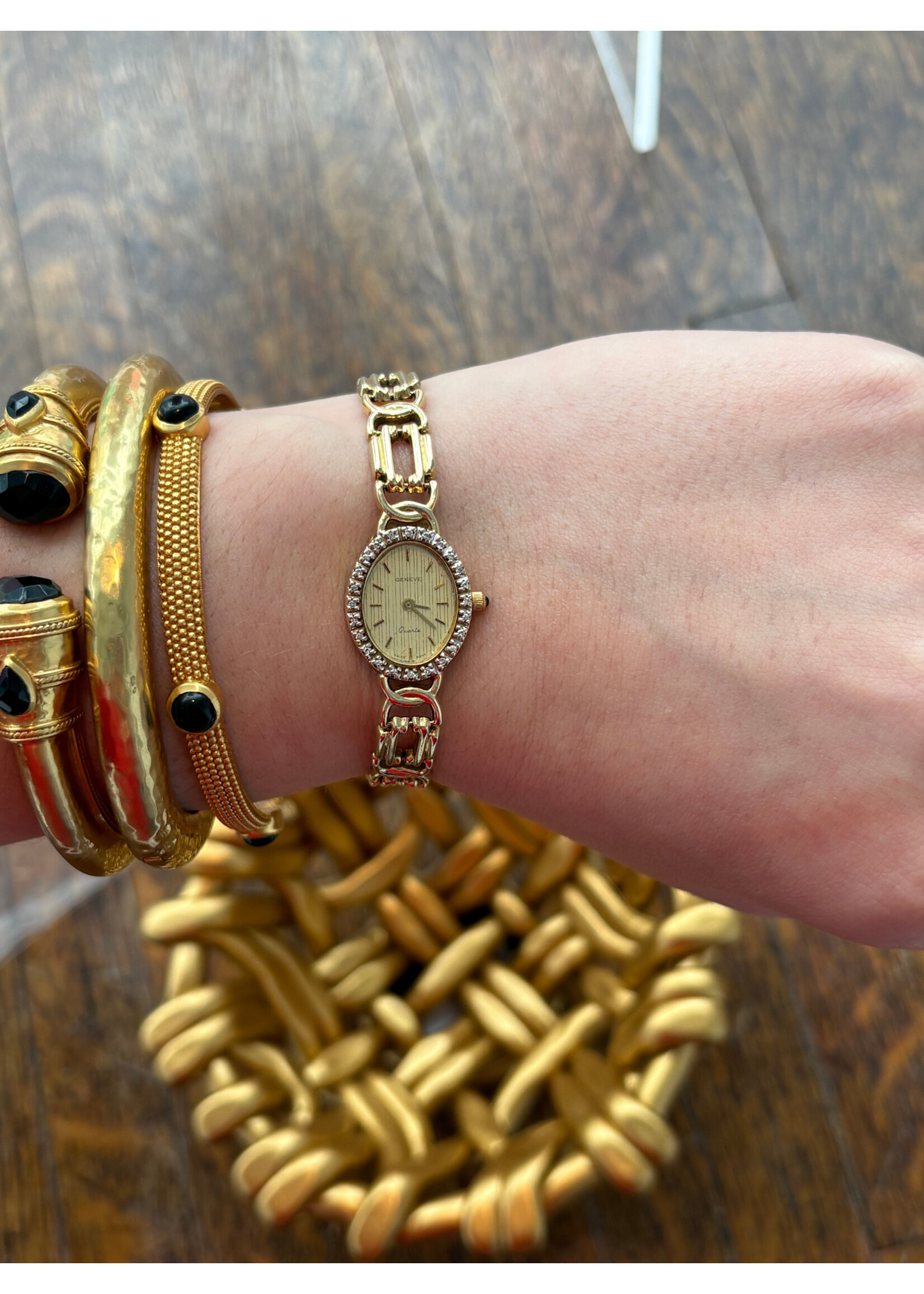 Jordans Geneve Women 14k Gold & Diamond Estate Watch