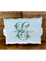 Jordans French Monogram Serving Tray - E - Green