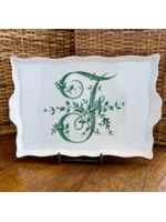 Jordans French Monogram Serving Tray - F - Green