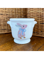 Jordans Med Round Cachepot - Pink Fishnet Bunny