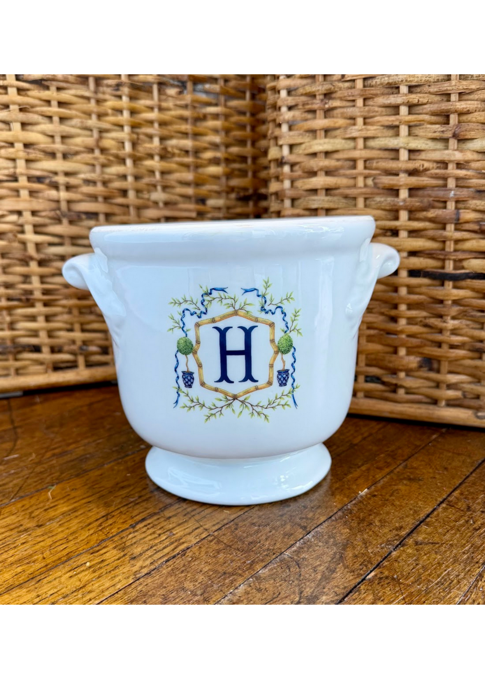 Jordans Med Round Cachepot - H - Bamboo Topiary