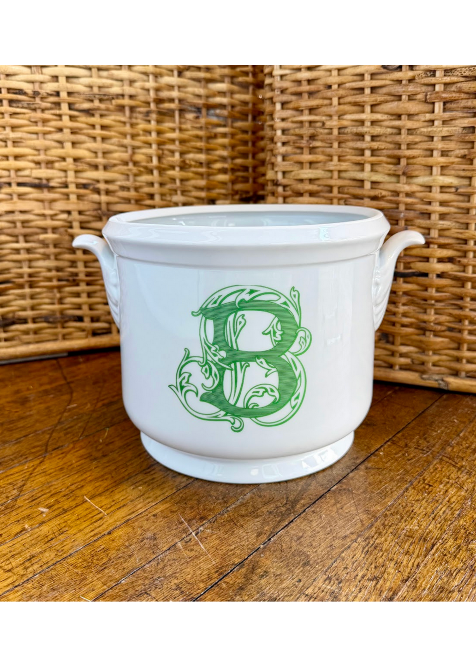 Jordans Lg Round Chinoiserie Cachepot - B - Green