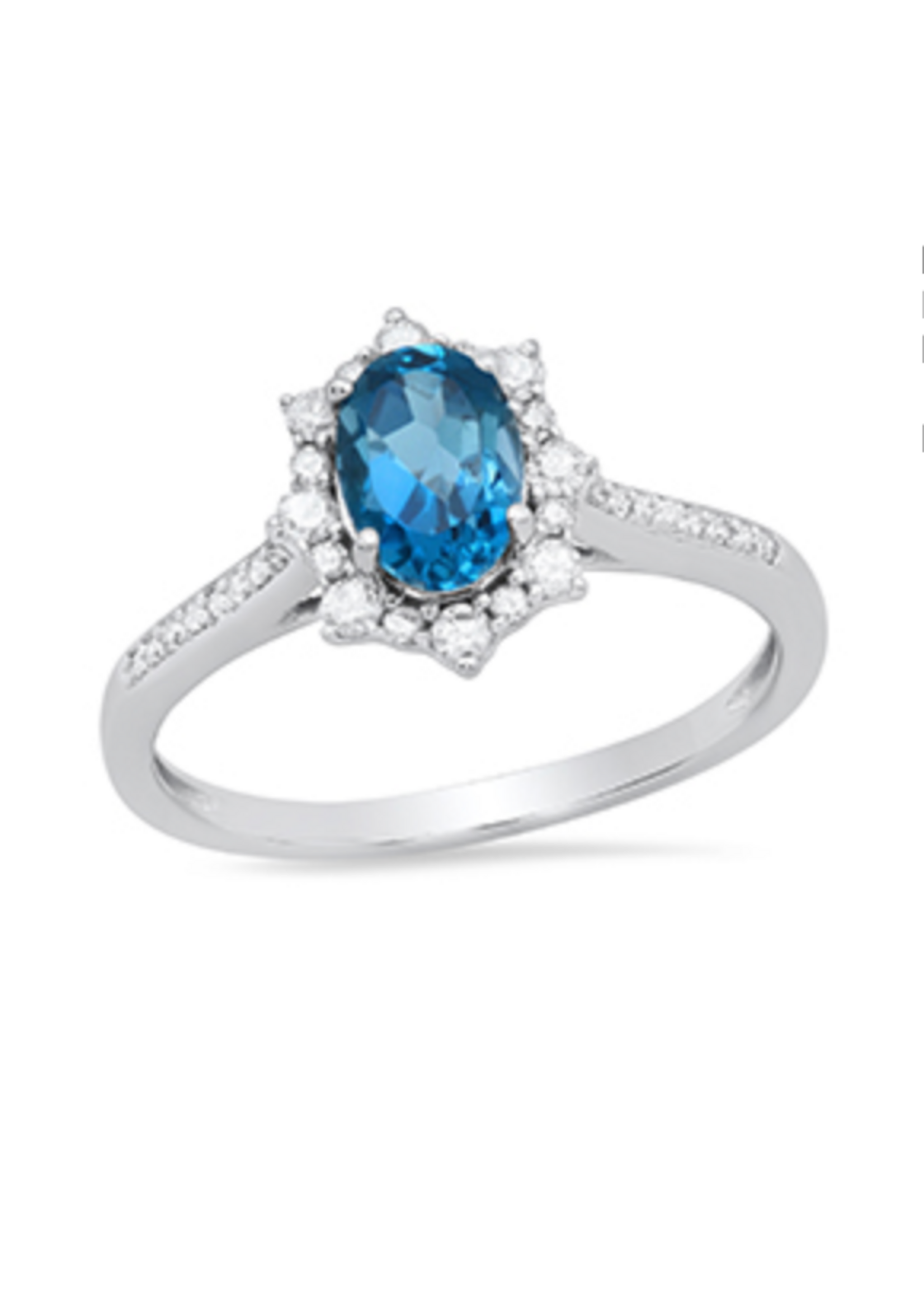 Jordans 10kwg London Blue Topaz Ring w/ Dia Halo .20cttw