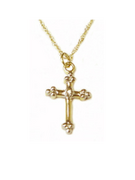 Jordans 10k Single Diamond Child's Cross Pendant 15in