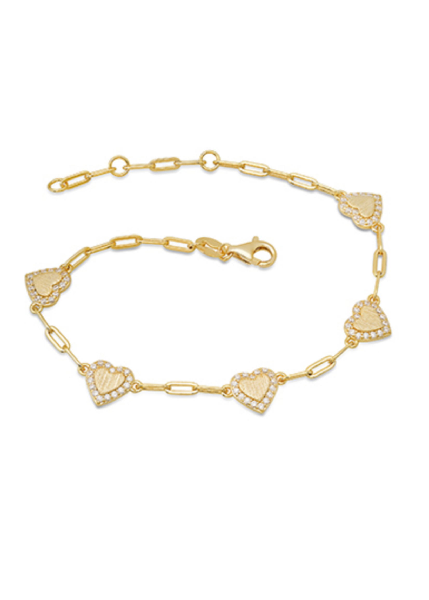 Jordans CZ Heart Paperclip adj. Bracelet GF