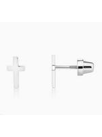 Jordans Sterling Screw Back Cross Earrings