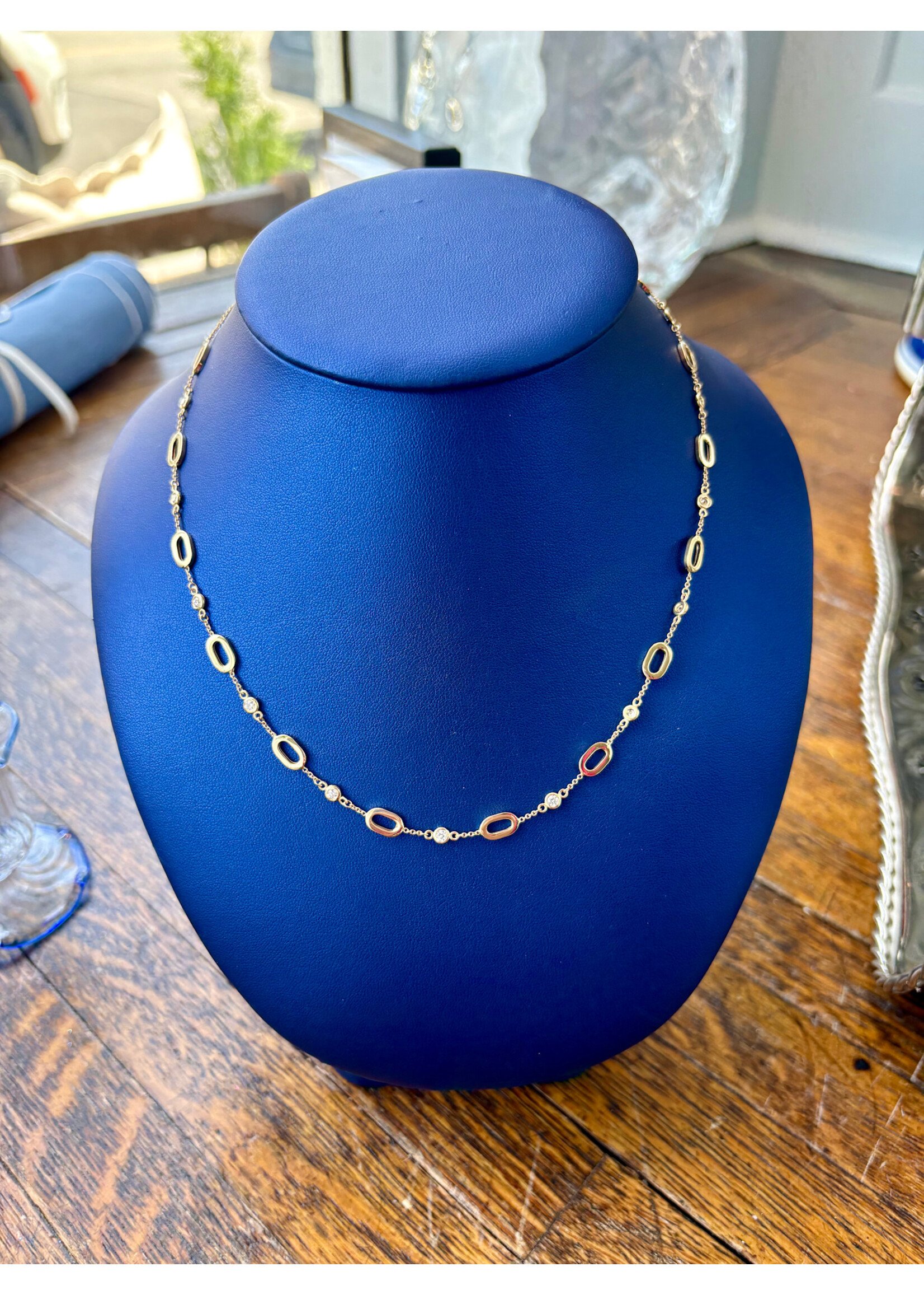 Jordans .60cttw Oval Link Diamond by the Yard Adj. Necklace