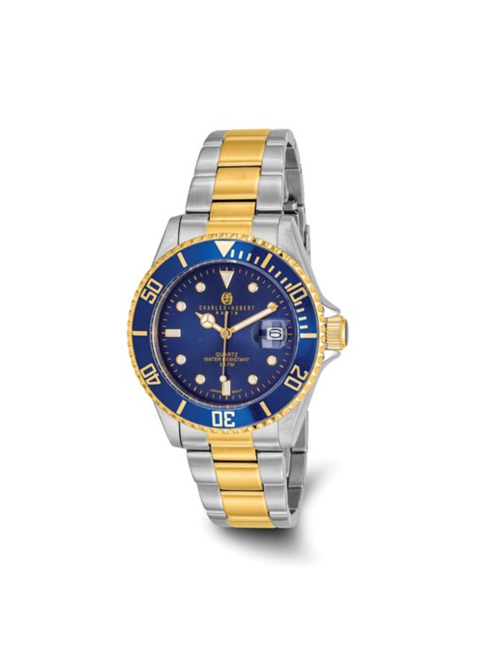 Charles Hubert Mens Two-tone Stainless Steel Blue Dial Watch