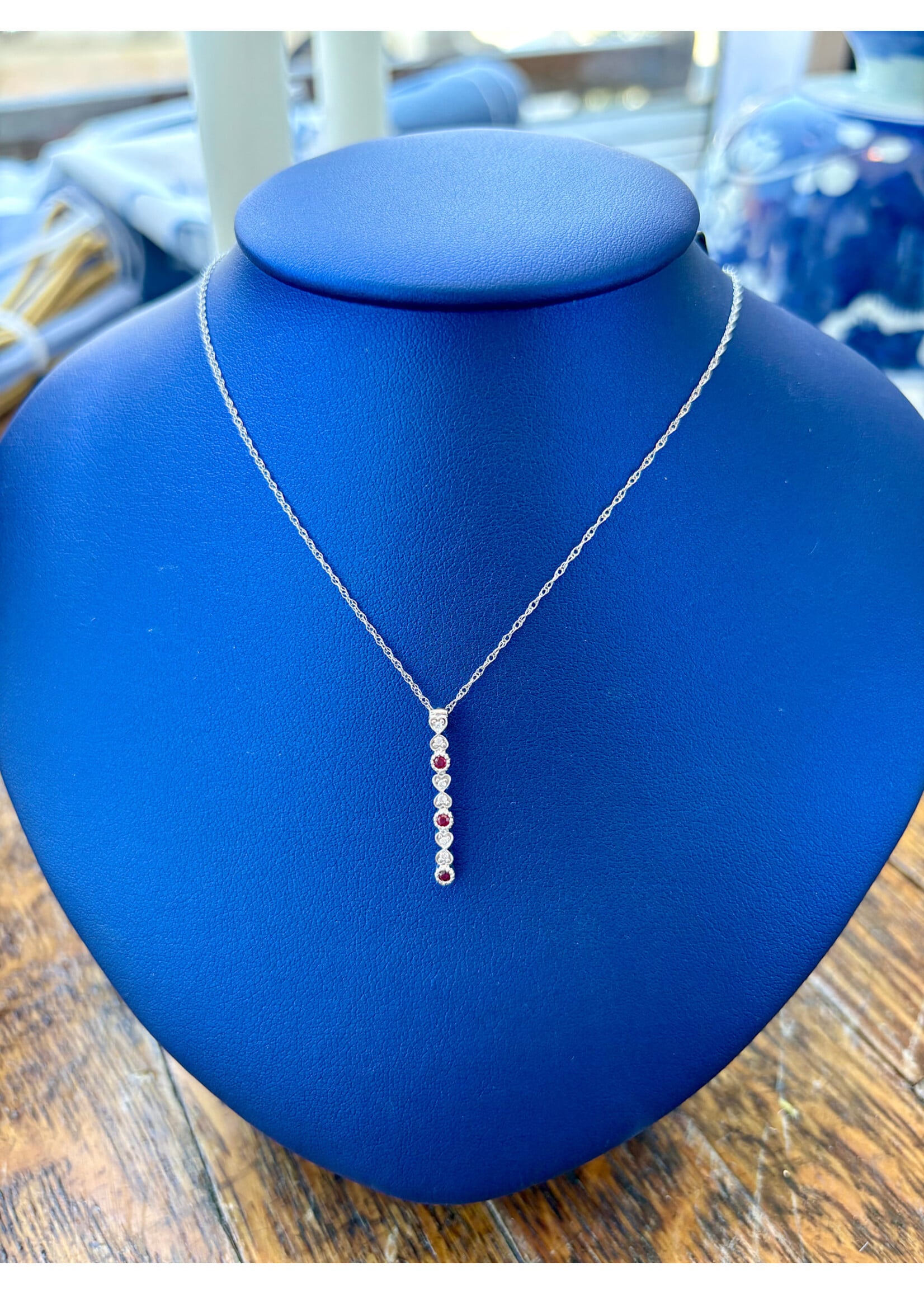 Jordans 10kwg Diamond and Ruby Sweetheart Necklace
