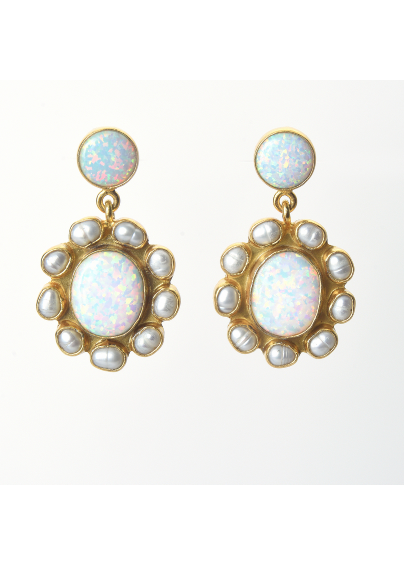 Wendy Perry Designs Jardin Green Opal & Pearls Earring