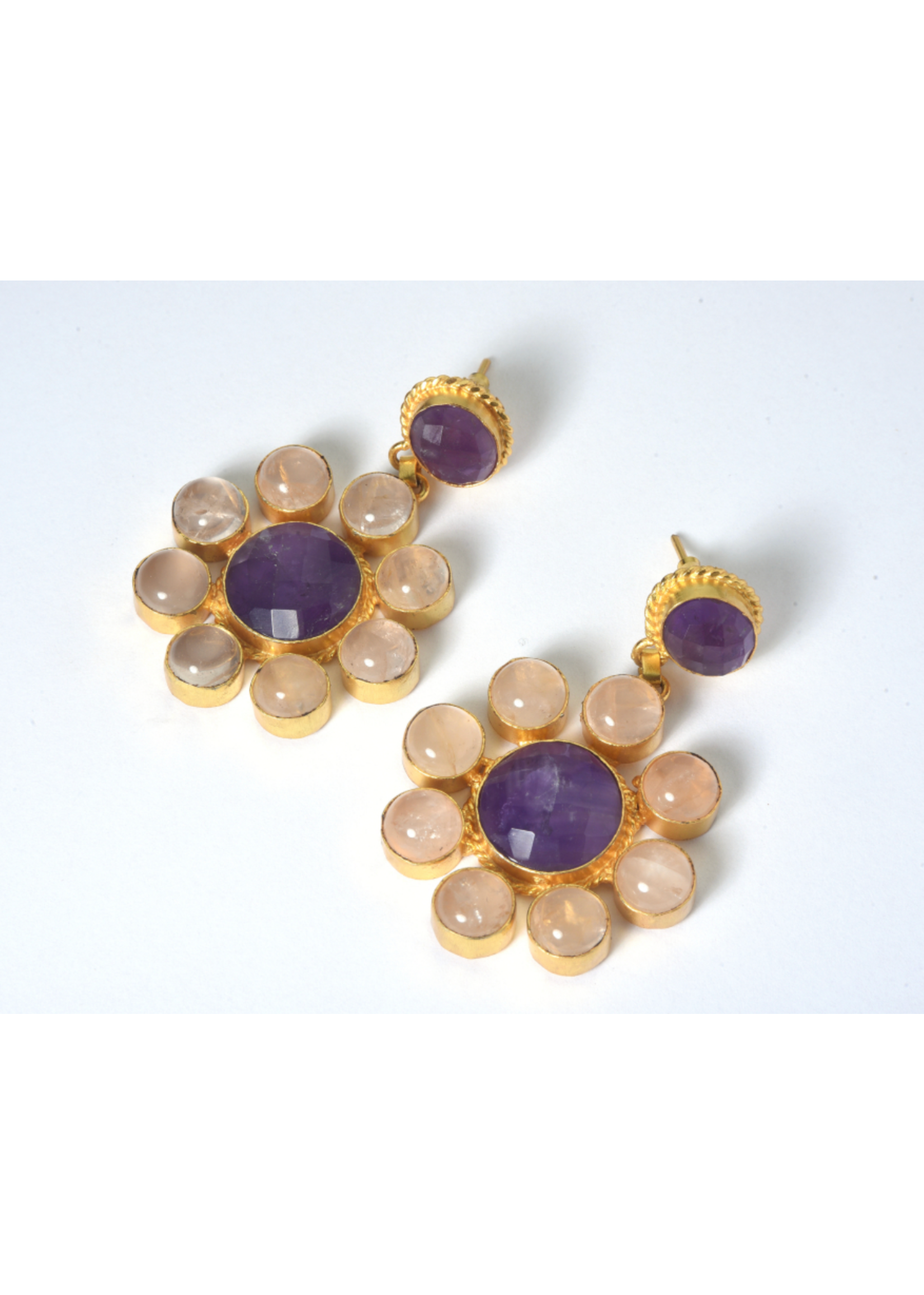 Wendy Perry Designs Jardin Amethyst & Rose Quartz Earring