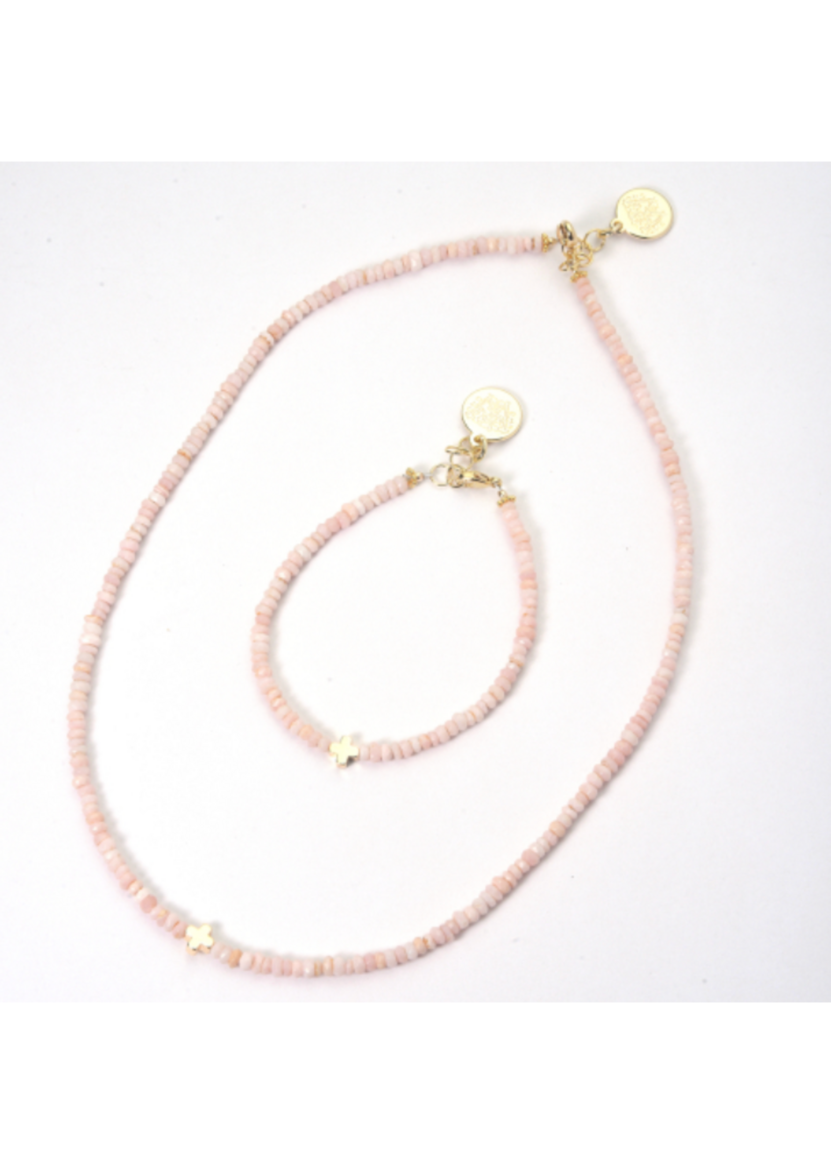 Wendy Perry Designs Issie Pink Opal Cross Bracelet