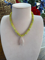 Wendy Perry Designs Lemon Jade Candy w Rose Quartz Fish Necklace