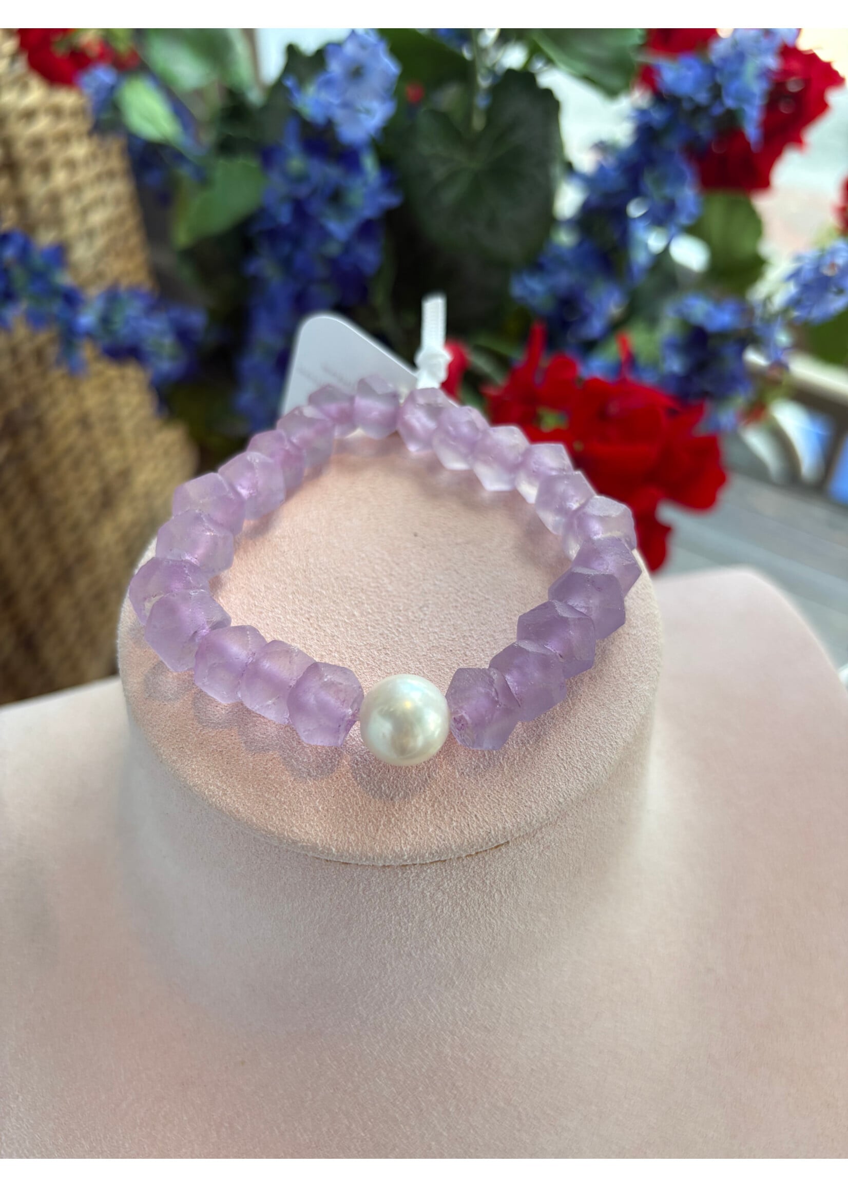 Wendy Perry Designs Lilac Sea Glass & Pearl Bracelet
