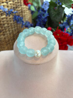 Wendy Perry Designs Aqua Sea Glass & Pearl Bracelet
