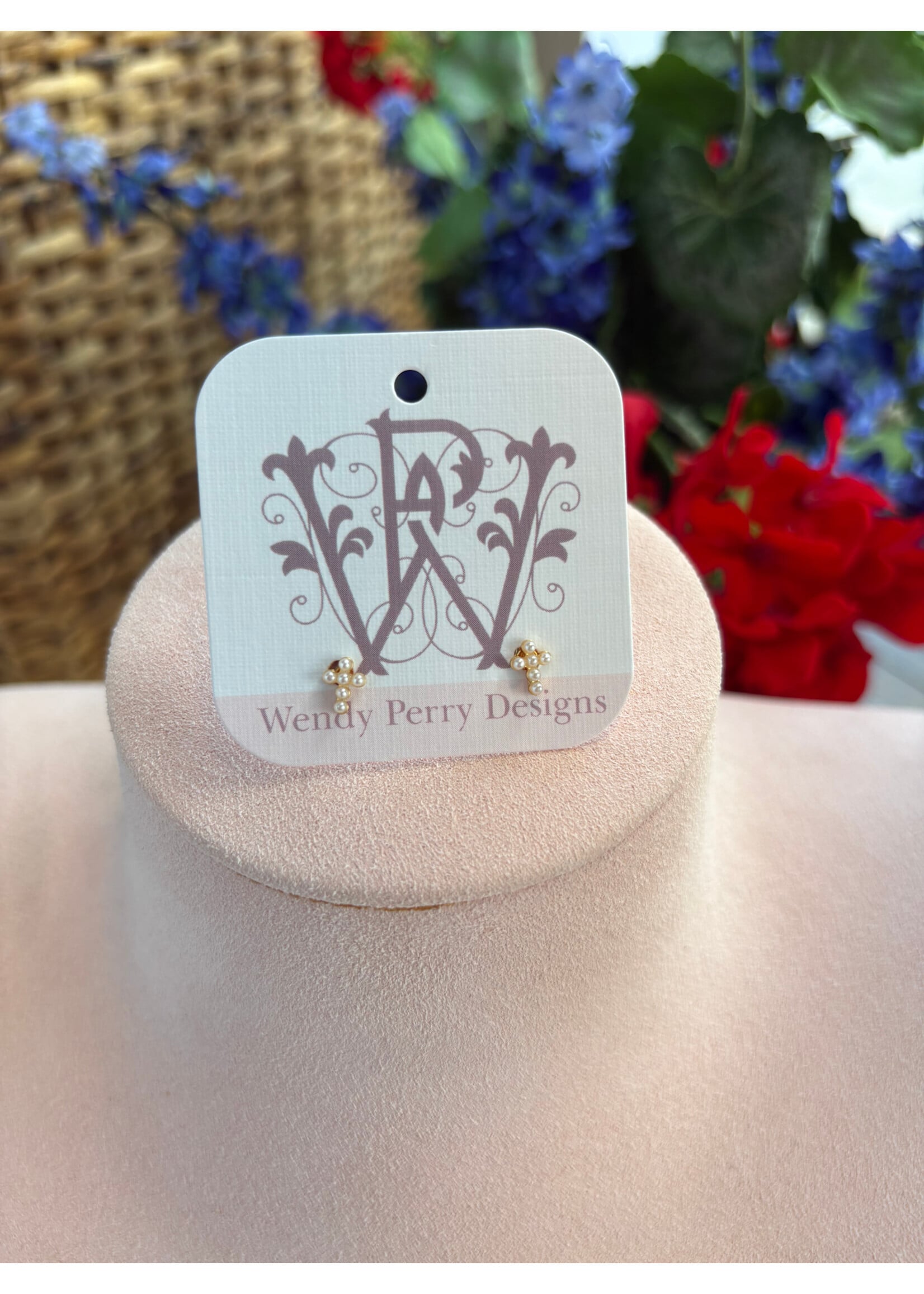 Wendy Perry Designs Teensie Pearl Cross Stud