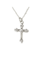 Jordans SS Single Diamond Cross Pendant adj Chain