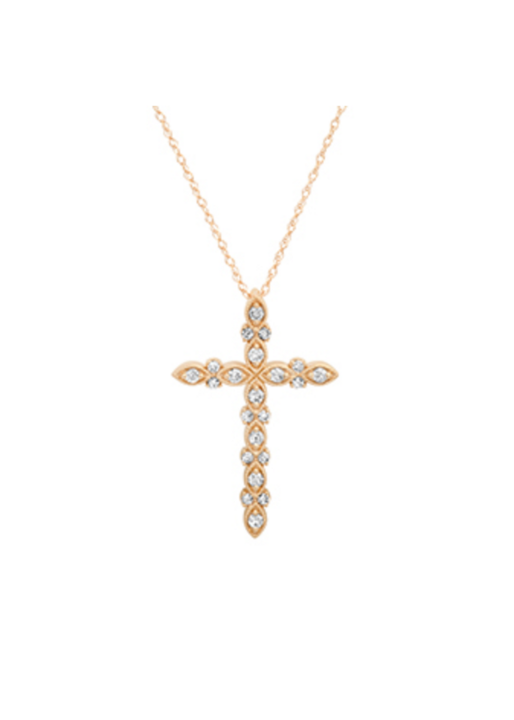 Jordans .25cttw Diamond Beaded Decor Cross 10k 18in